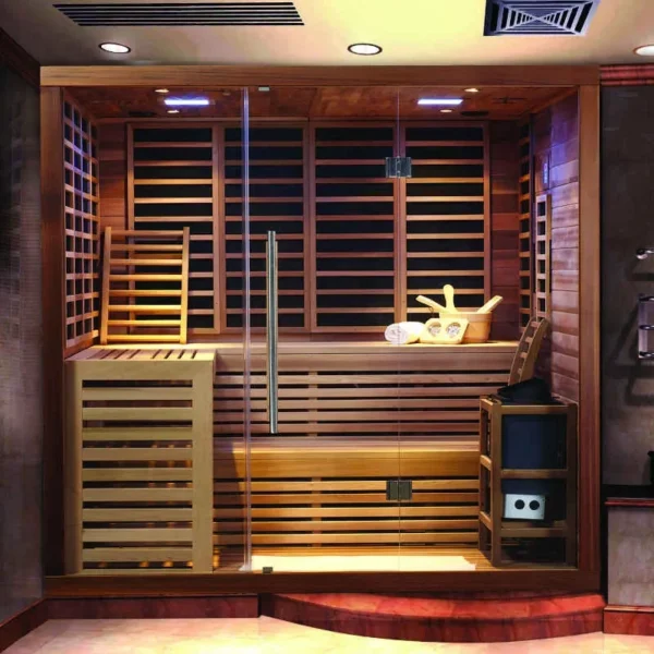 Artize Bio Home Sauna: Dual Heater (Infrared & Stove), Cedar Wood Finish