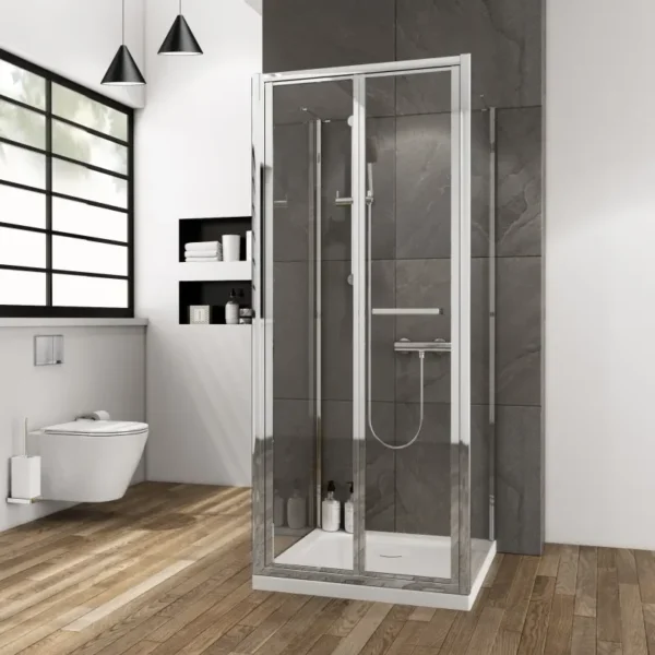 Radiant Three Sided Shower Cubicle: Bifold Door with Side Panels, Optional Tray, Reduced Height, H1750 x W760mm