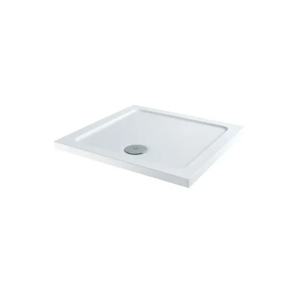 Square Slimline Stone Resin Shower Tray: 700 x 700mm (Optional Chrome Waste)