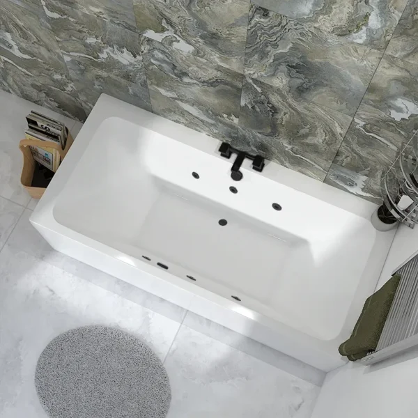 Turin Whirlpool Bath: Super Deep, 1700 x 800mm, 6 Black Jets