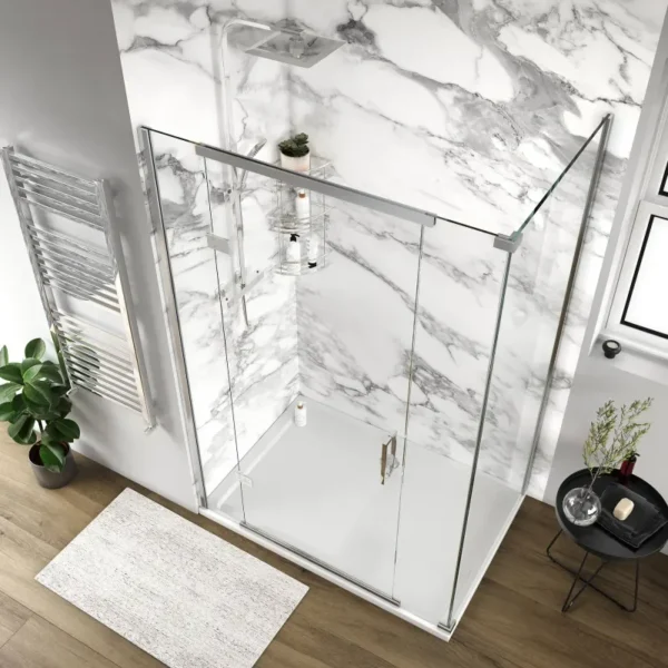 Havana Chrome 1300mm Corner Shower Cubicle with Hinged Door and Inline Panel