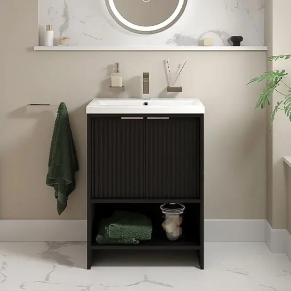 Jasmine 600 Black Floorstanding Vanity Unit