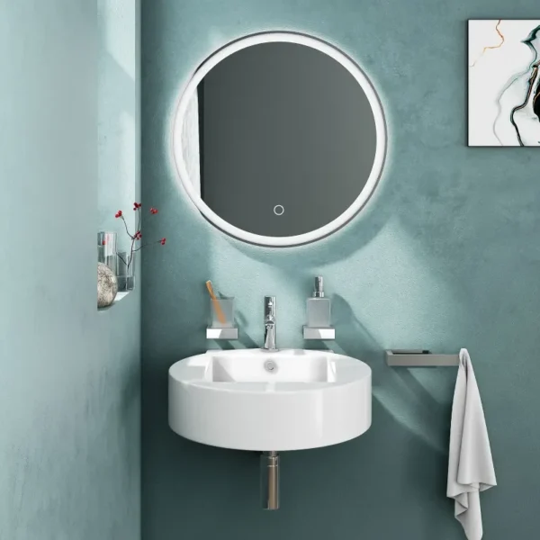Neo Wall Hung Round Ceramic Basin with Tap Ledge