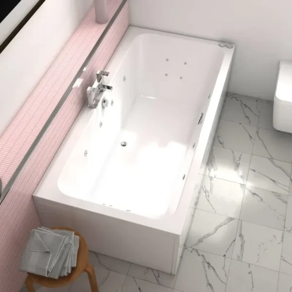 Vernwy Whirlpool Bath: Double Ended, 1800mm x 900mm