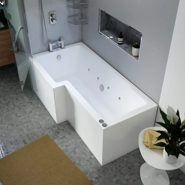 Luxury Whirlpool Shower Bath: L Shape, Left Hand