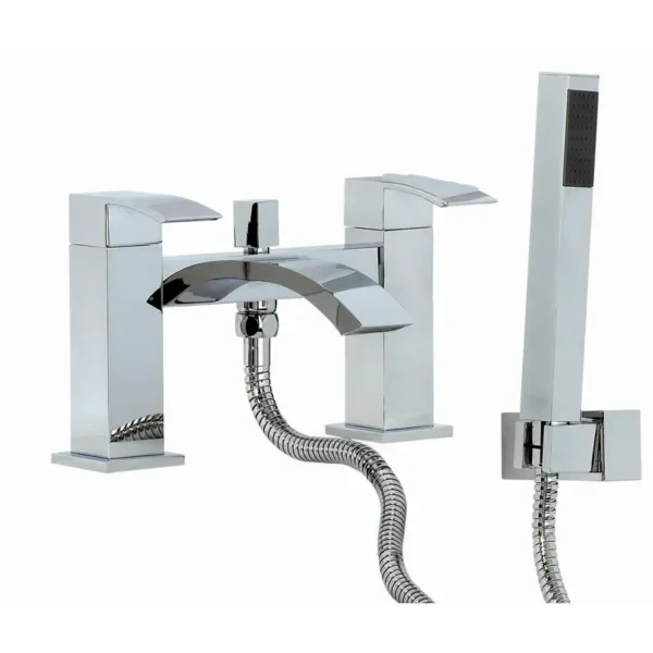 Vk Range Deck Mounted Bath Shower Mixer with Shower Kit | Optional Bath Waste